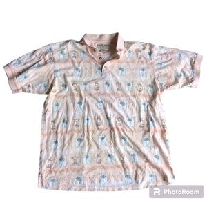 Vintage Boca Classic Golf Club Palm Tree Pink Golf Shirt Large
